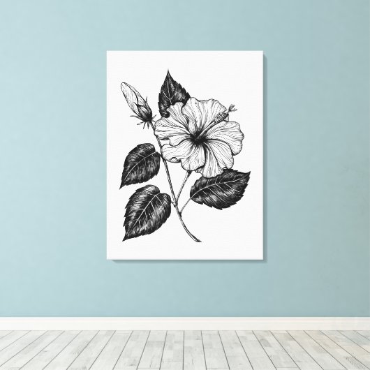 Hibiscus bloem II Canvas Afdruk (Insitu (Houten vloer))