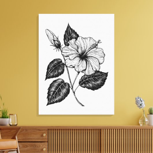 Hibiscus bloem II Canvas Afdruk (Insitu (Woonkamer))