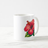 Hibiscus bloem klassieke keramiek koffiemok (Voorkant rechts)
