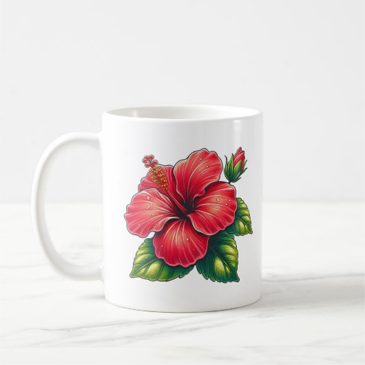 Hibiscus bloem klassieke keramiek koffiemok (Links)