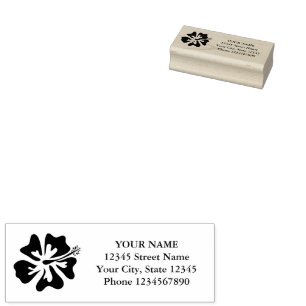 Hibiscus bloem logo aangepast retouradres rubberstempel