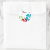 Hibiscus Bloem Monogram Bruiloft Ronde Sticker (Tas)