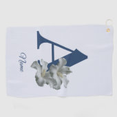 Hibiscus Bloem Monogram Initiaal A Gepersonaliseer Golfhanddoek (Horizontaal)
