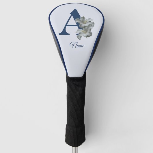 Hibiscus Bloem Monogram Initiaal A Gepersonaliseer Golfheadcover (Voorkant)