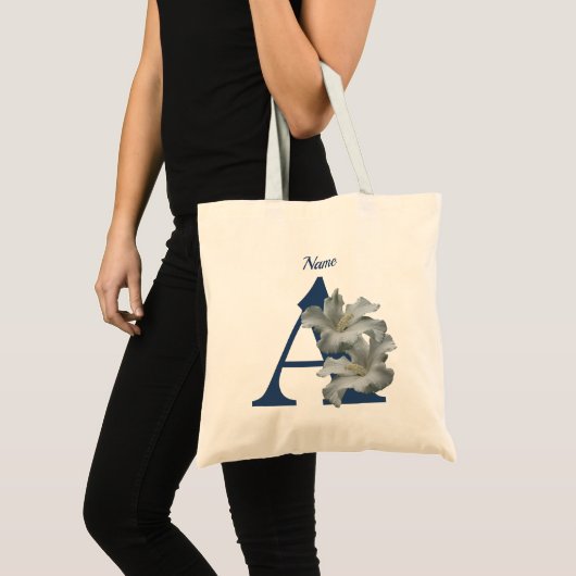 Hibiscus Bloem Monogram Initiaal A Gepersonaliseer Tote Bag (Voorkant (product))