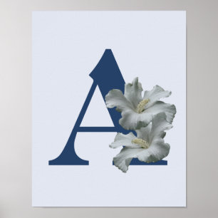 Hibiscus Bloem Monogram Initiaal A Poster