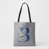 Hibiscus Bloem Monogram Initiaal B Gepersonaliseer Tote Bag (Voorkant)