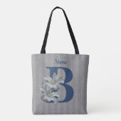 Hibiscus Bloem Monogram Initiaal B Gepersonaliseer Tote Bag (Achterkant)