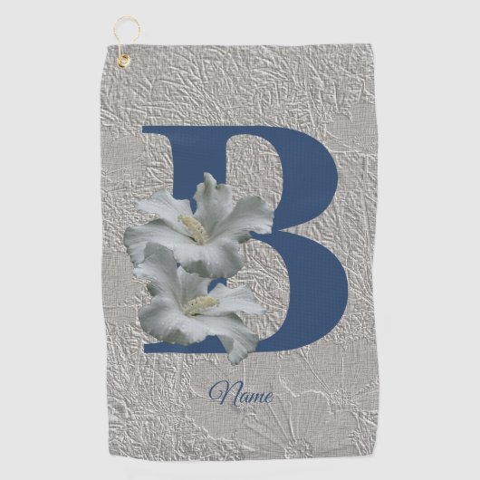 Hibiscus Bloem Monogram Initiaal B Persoonlijk Golfhanddoek (Voorkant)