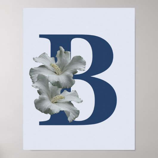 Hibiscus Bloem Monogram Initiaal B Poster (Voorkant)