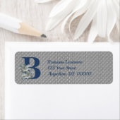 Hibiscus Bloem Monogram Initiaal B Retouradres Etiket (Insitu)