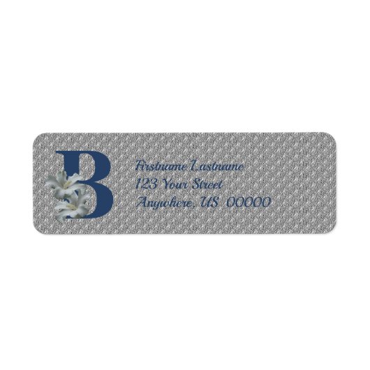 Hibiscus Bloem Monogram Initiaal B Retouradres Etiket (Voorkant)