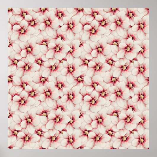 Hibiscus bloem naadloos patroon poster (Voorkant)