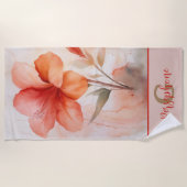 Hibiscus bloem ontwerp met elegante monogram strandlaken (Voorkant)
