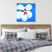 Hibiscus Bloem op Blauw Origineel Acryl Schilderen Canvas Afdruk (Insitu (Slaapkamer))