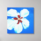 Hibiscus Bloem op Blauw Origineel Acryl Schilderen Canvas Afdruk (Voorkant)
