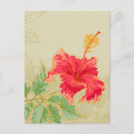 Hibiscus-bloem op getonde achtergrond briefkaart (Voorkant)