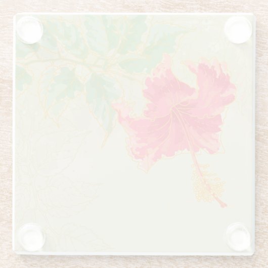 Hibiscus-bloem op getonde achtergrond glazen onderzetter (Achterkant)