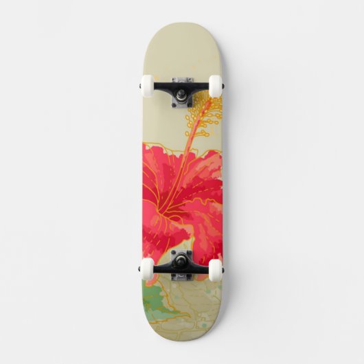 Hibiscus-bloem op getonde achtergrond persoonlijk skateboard (Voorkant)