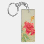 Hibiscus-bloem op getonde achtergrond sleutelhanger (Voorkant Links)