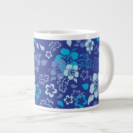 Hibiscus Bloem Patroon Glas Jumbo Mok (Voorkant rechts)
