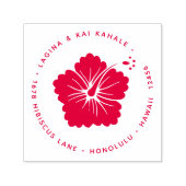 Hibiscus Bloem Retouradres Hawaii Tropisch Zelfinktende Stempel (Design)