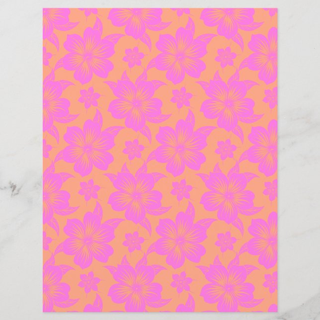 Hibiscus Bloem roze en sinaasappel plakboek papier (Voorkant)