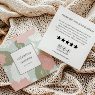 Hibiscus Bloem roze witte salie Review Verzoek Vierkante Visitekaartje