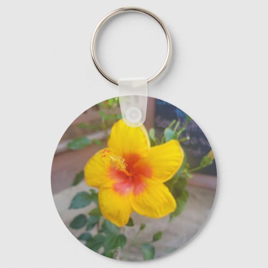Hibiscus Bloem Sleutelhanger (Voorkant)