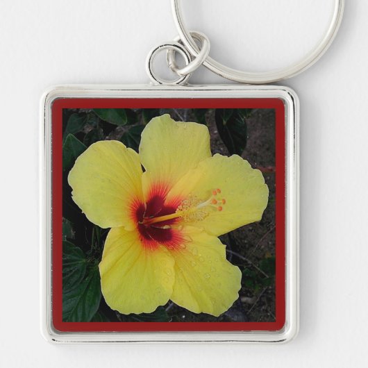 Hibiscus Bloem Sleutelhanger (Voorkant)