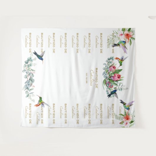 Hibiscus Bloem Step & Repeat Bautizo Achtergrond Wandkleed (Voorkant (horizontaal))