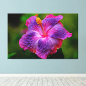 Hibiscus Bloem Stretch Canvas Print (Insitu (Houten vloer))