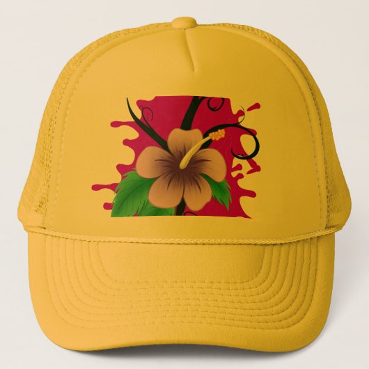 Hibiscus Bloem Trucker Hoed Pet (Voorkant)
