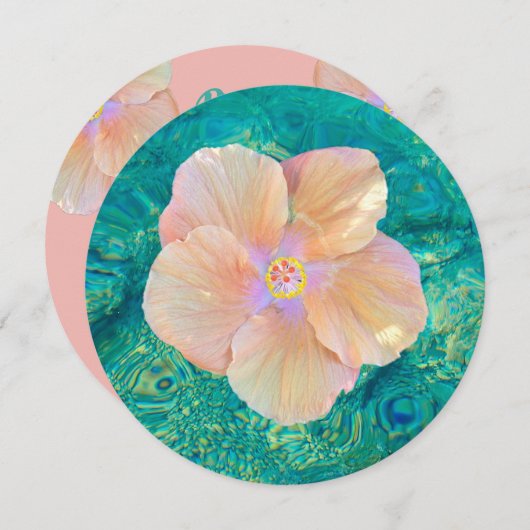 Hibiscus bloem turquoise roze water Hawaïaans Kaart (Voorkant / Achterkant)