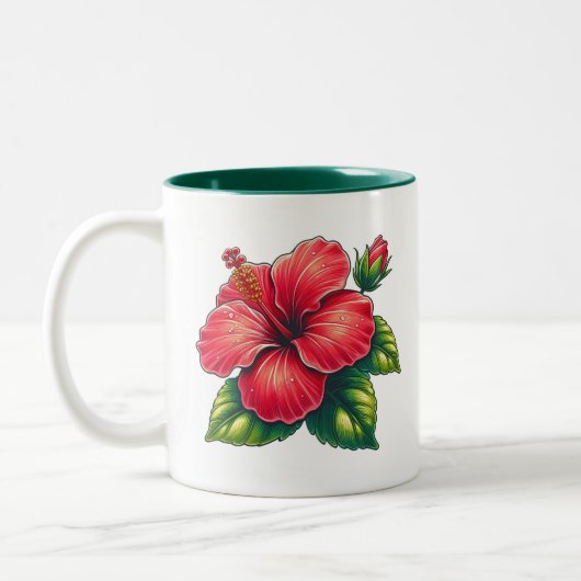 Hibiscus bloem twee toon tweekleurige koffiemok (Links)