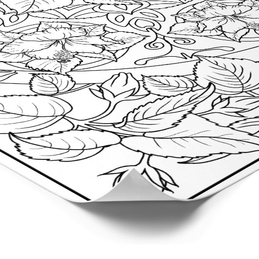 Hibiscus bloem volwassen kleuring Mandala Poster (Hoek)