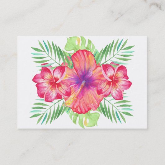 Hibiscus Bloem Waterverf Strand Bruiloft RSVP Visitekaartje (Achterkant)