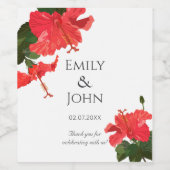 Hibiscus bloem Wijn Fles Label Wijn Etiket (Enkel label)