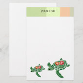 Hibiscus bloem zee schildpad, briefpapier (Voorkant / Achterkant)