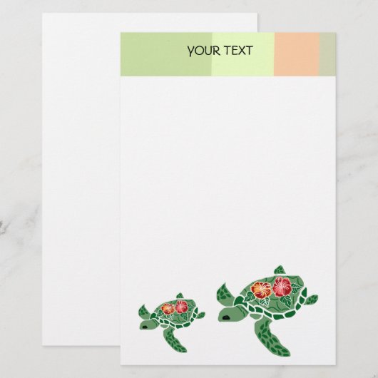 Hibiscus bloem zee schildpad, briefpapier (Voorkant / Achterkant)