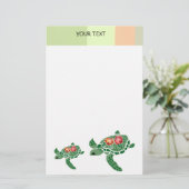Hibiscus bloem zee schildpad, briefpapier (Staand voorkant)