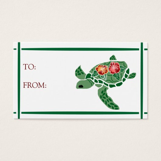 Hibiscus bloem zee schildpad CADEAU LABELS Visitekaartjes (Voorkant)