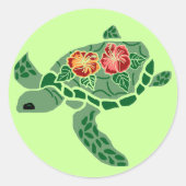 Hibiscus bloem zee schildpad stickers (Voorkant)
