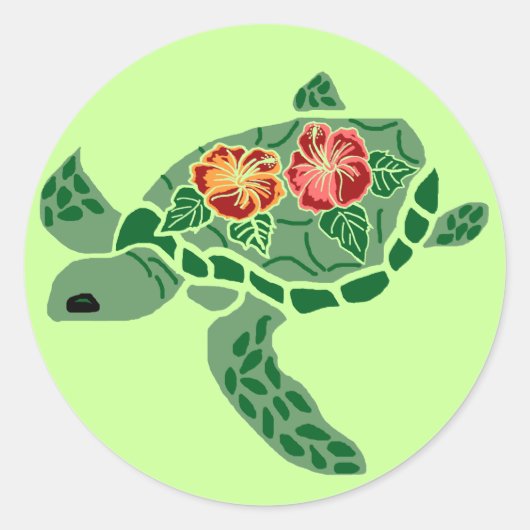 Hibiscus bloem zee schildpad stickers (Voorkant)