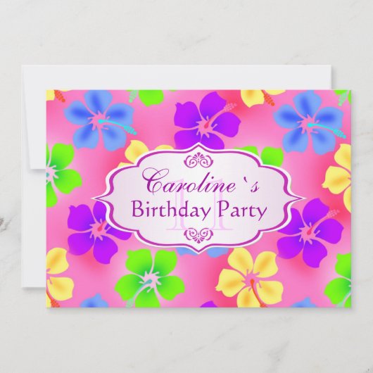 Hibiscus bloemen Birthday Party Save The Date (Voorkant)