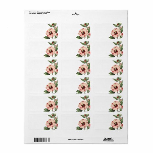  Hibiscus Bloemen Blank Mailing Labels (Full Sheet)