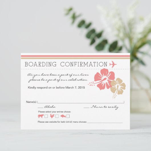 Hibiscus Bloemen Boarding Pas RSVP (Staand voorkant)