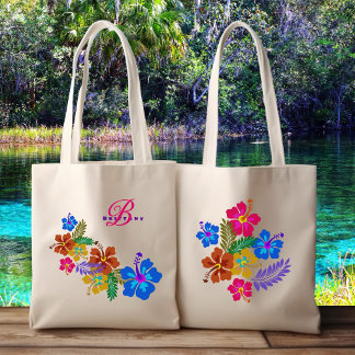 Hibiscus Bloemen Bruidsmeisje Naam Bruiloft Tote Bag