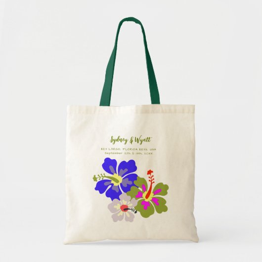 Hibiscus Bloemen Bruiloft Welkom Canvas tas (Voorkant)