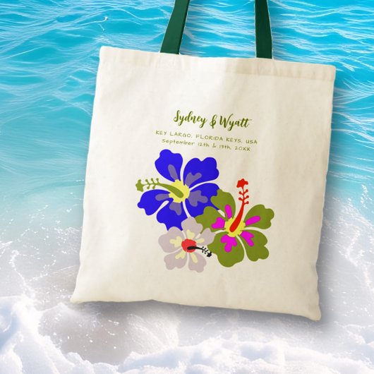 Hibiscus Bloemen Bruiloft Welkom Canvas tas